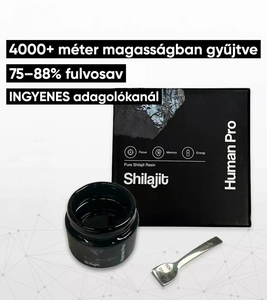 Human Pro Shilajit: 4000+ méter magasságban gyűjtve, 75–88% fulvosav