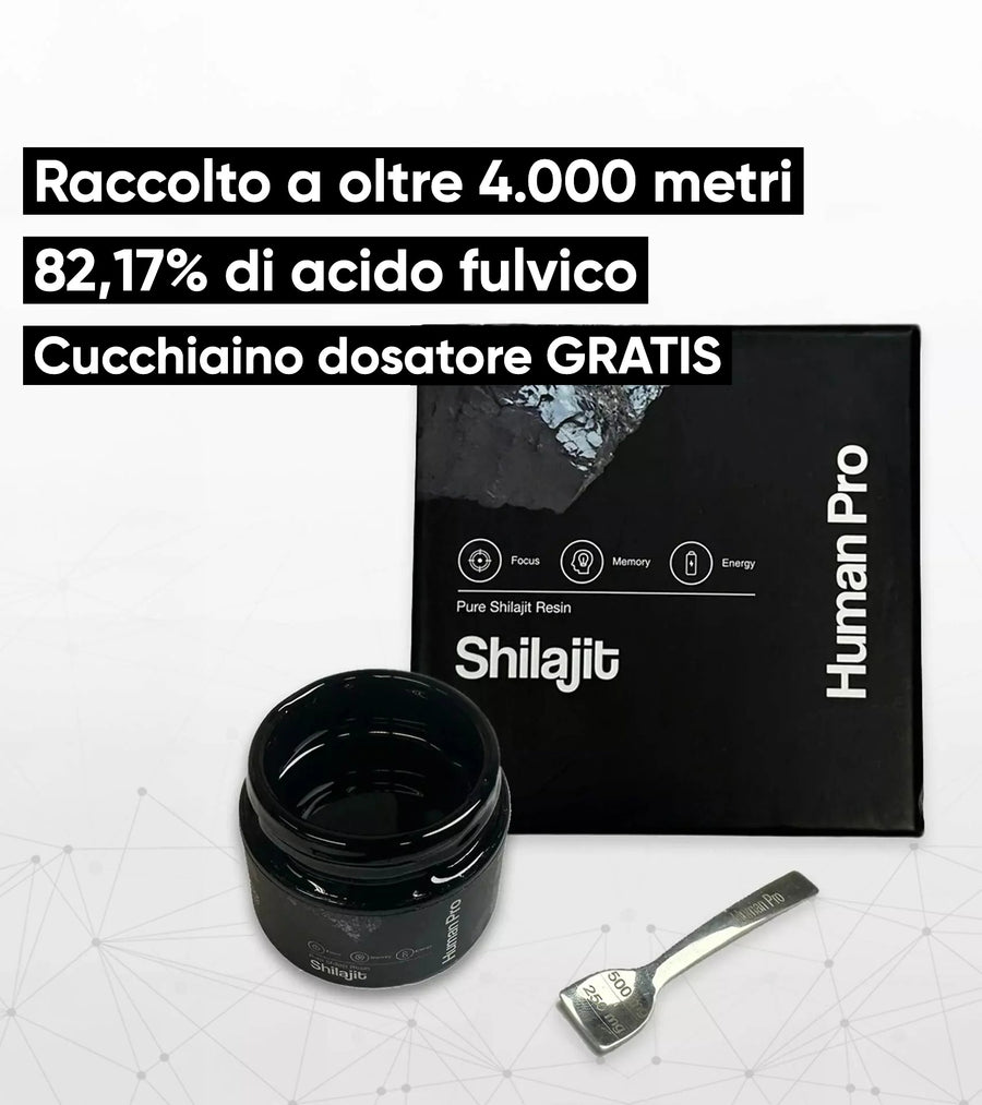 Human Pro Shilajit: Raccolto a oltre 4.000 metri, 82,17% di acido fulvico