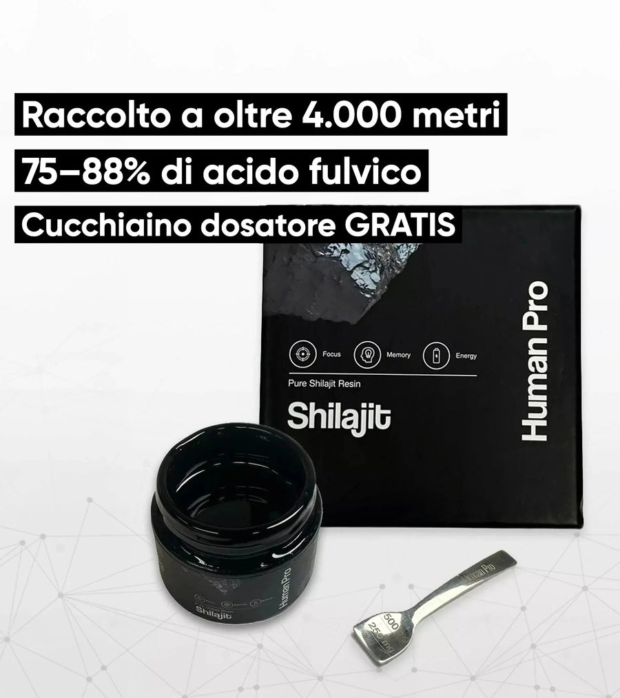 Human Pro Shilajit: Raccolto a oltre 4.000 metri, 75–88% di acido fulvico