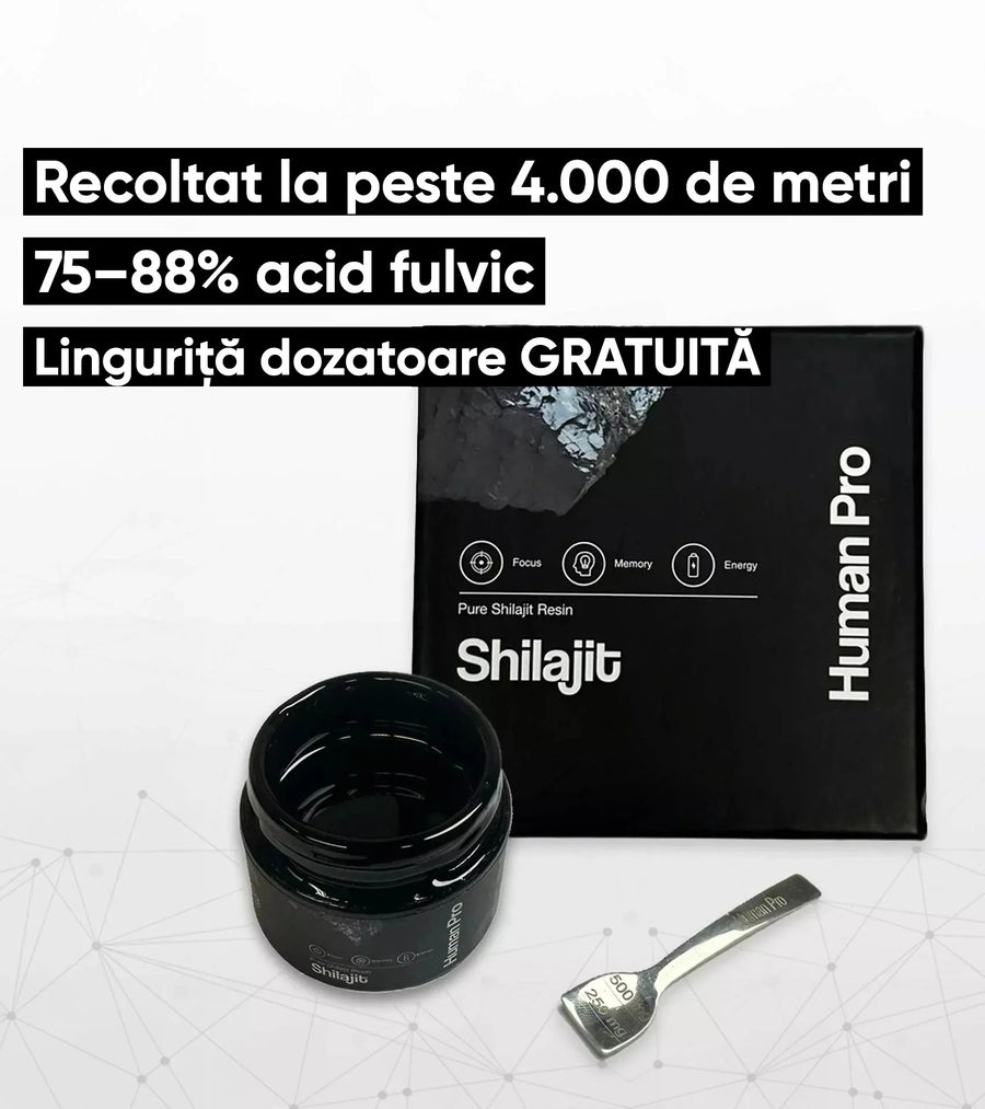Human Pro Shilajit: Recoltat la peste 4.000 de metri, 75–88% acid fulvic