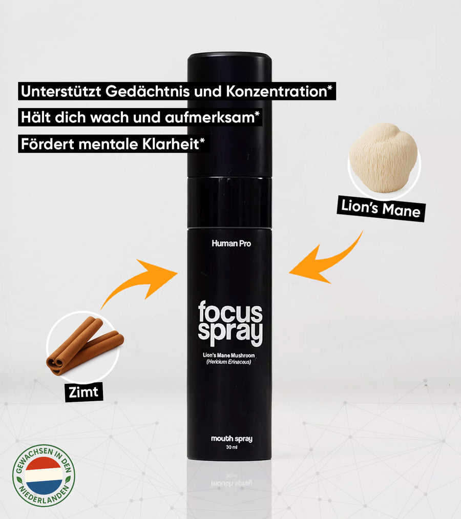 Human Pro Lion's Mane Focus Spray Flasche mit Zimt und Lion's Mane