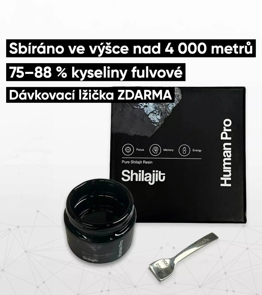 Human Pro Shilajit: Sbíráno ve výšce nad 4 000 metrů, 75–88 % kyseliny fulvové