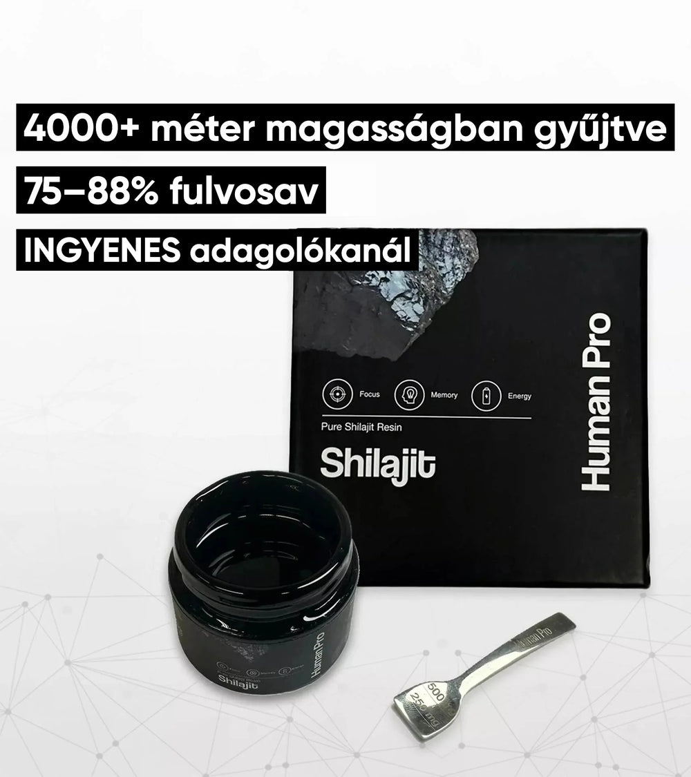 Human Pro Shilajit: 4000+ méter magasságban gyűjtve, 75–88% fulvosav