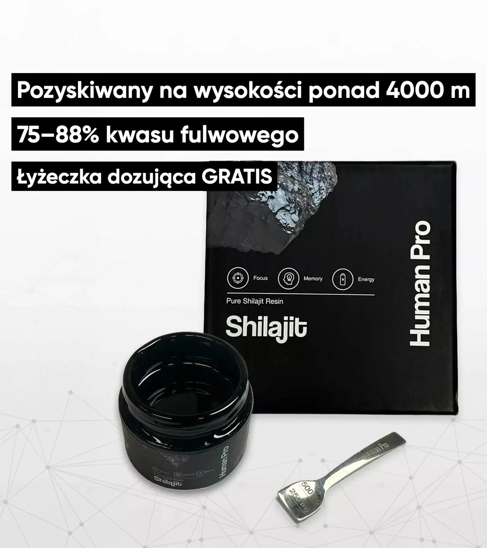 Human Pro Shilajit: Pozyskiwany na wysokości ponad 4000 m, 75–88% kwasu fulwowego