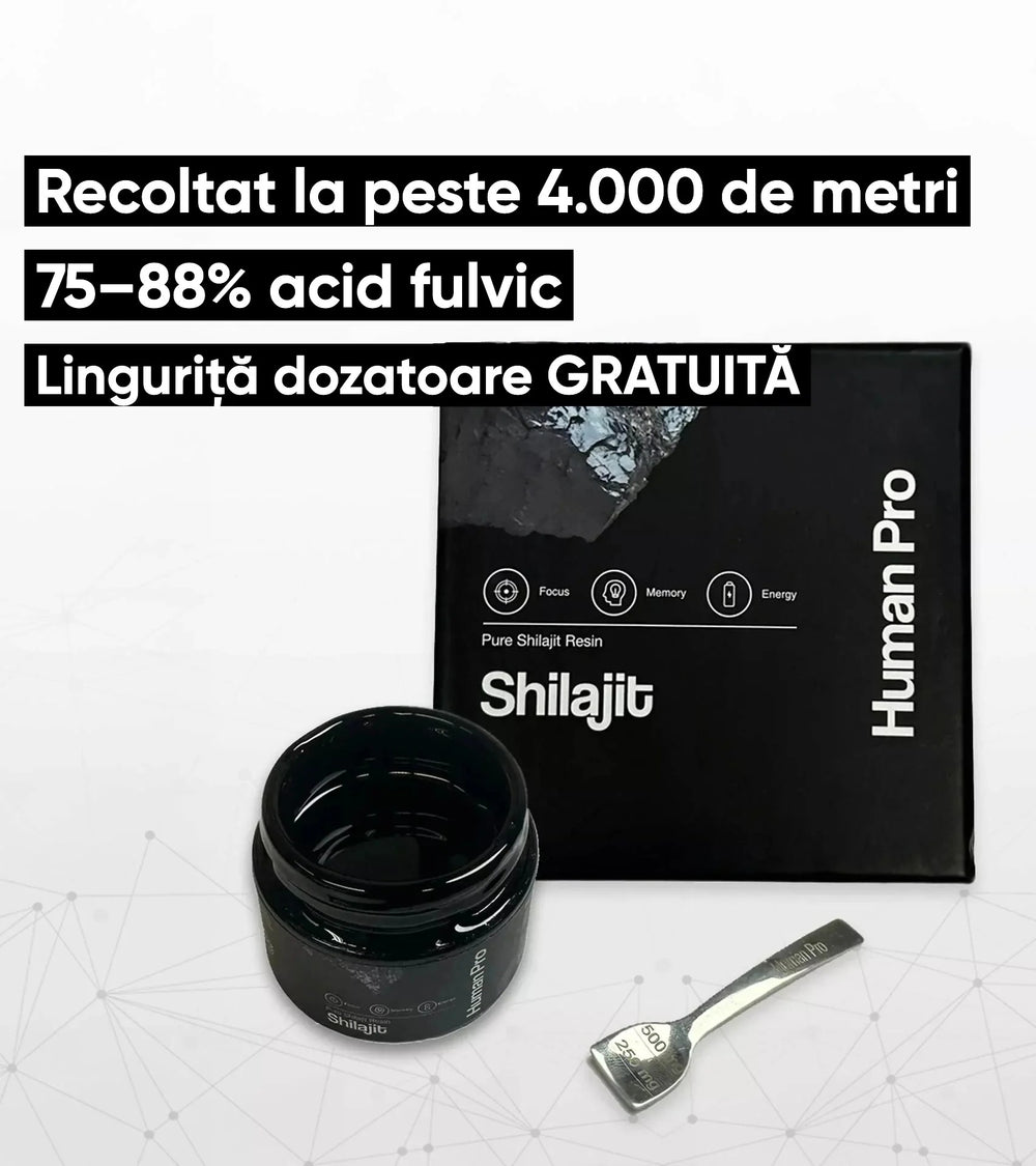 Human Pro Shilajit: Recoltat la peste 4.000 de metri, 75–88% acid fulvic