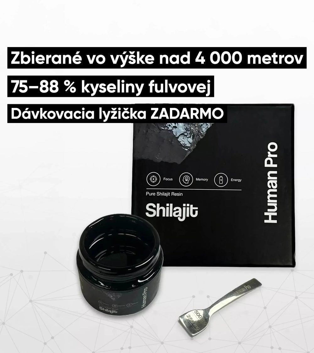 Human Pro Shilajit: Zbierané vo výške nad 4 000 metrov, 75–88 % kyseliny fulvovej