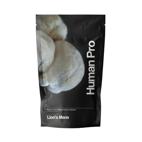 Human Pro Lion's Mane mushroom capsules, front of pack