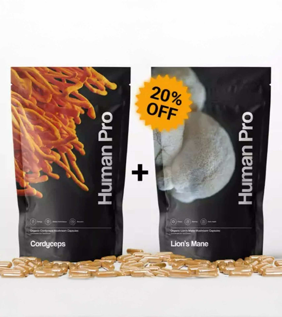 Lion's Mane and Cordyceps bundle, both jars shown together